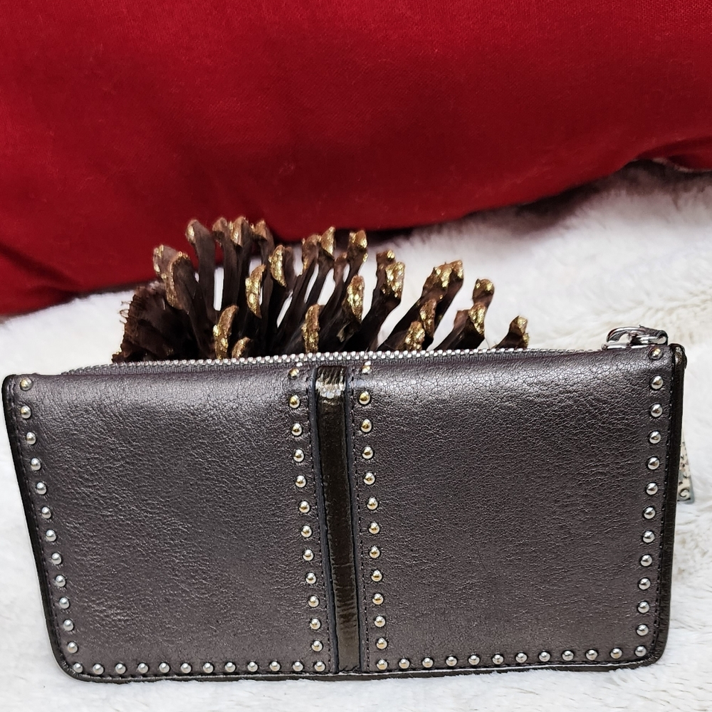 Brighton Metallic Studded Wallet EUC some corner rubbing